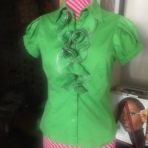 Spring Green Blouse w/Zipper Detail